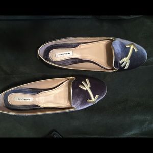 CARVEN flats, gray, gold trim, French, rich-look💕